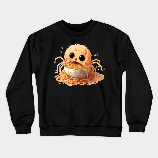 Cute Barking Spiders eating ramens Crewneck Sweatshirt by MilkyBerry